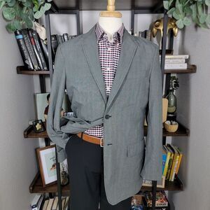 Express Men's Sport Coat‎ Blazer Two Button Gray Plaid Cotton Size 42L